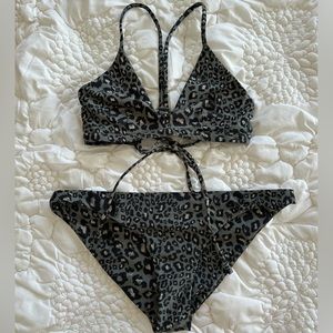 Hurley Cheetah print halter top swimsuit